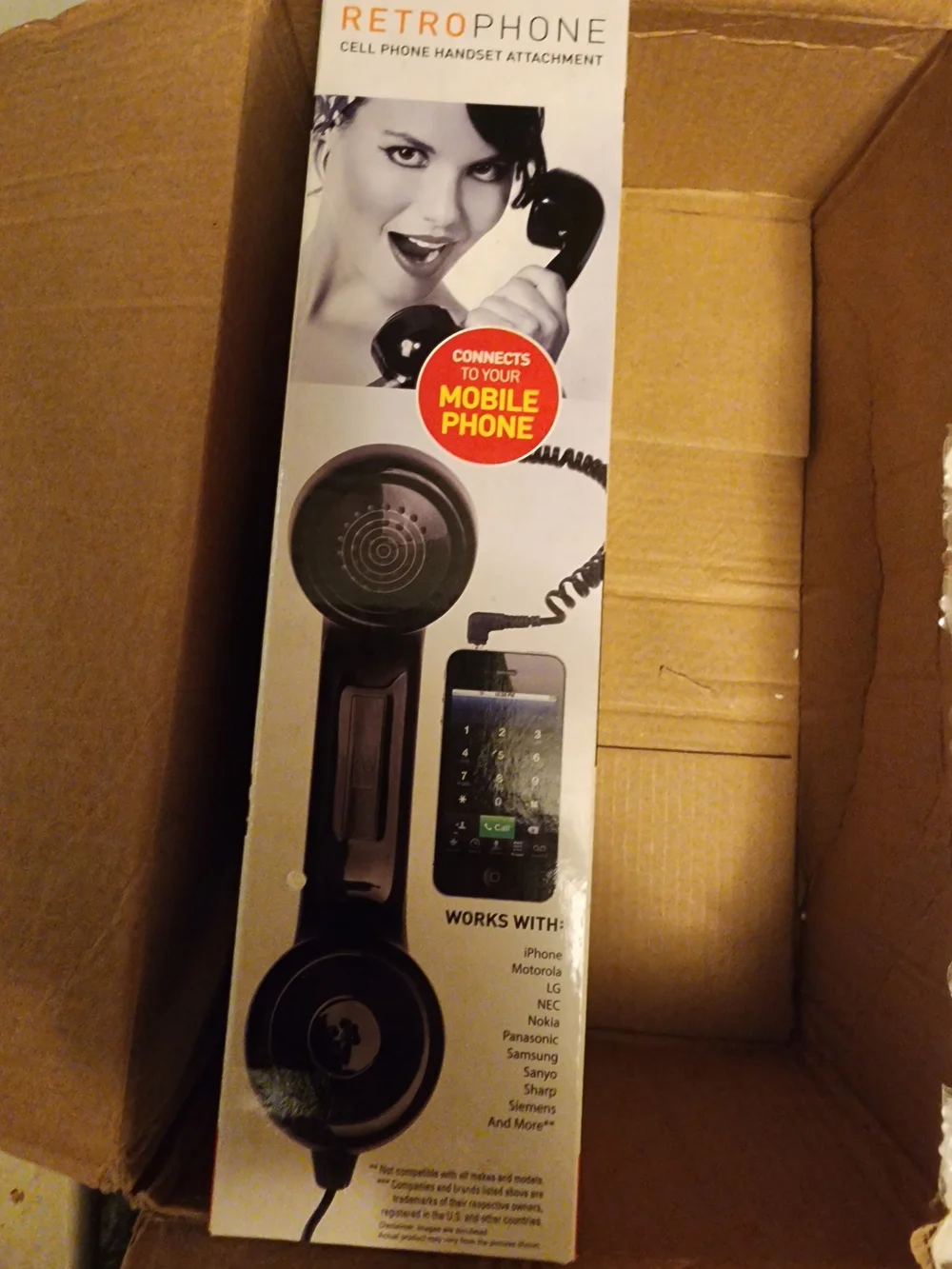 RetroPhone White Cell Phone Handset Attachment